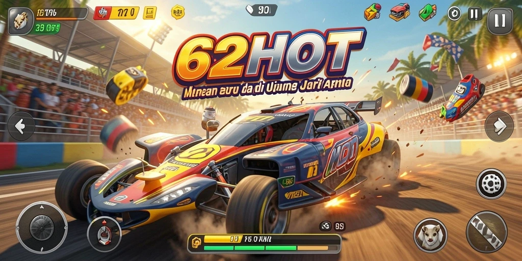 Gameplay <strong>62HOT</strong> yang menegangkan dan seru saat balapan.