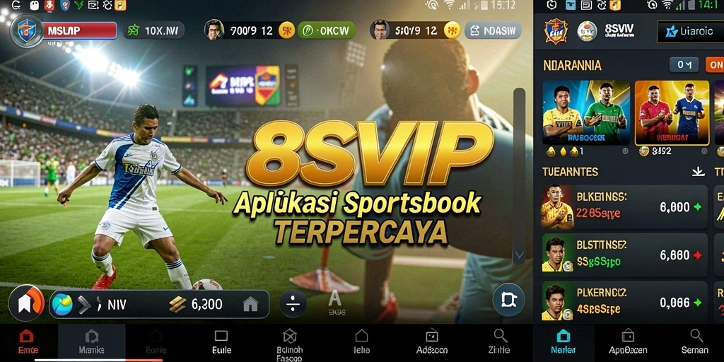 Tampilan utama aplikasi 8SVIP dengan berbagai pilihan taruhan olahraga.