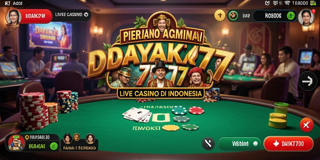 Screenshot DAYAK777 menampilkan dealer dan meja permainan Live Casino yang menarik.