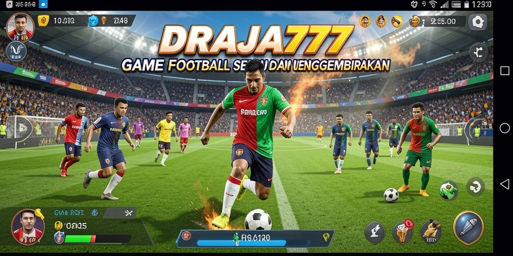Tangkapan layar DRAJA777 menampilkan gameplay sepak bola yang mendebarkan.