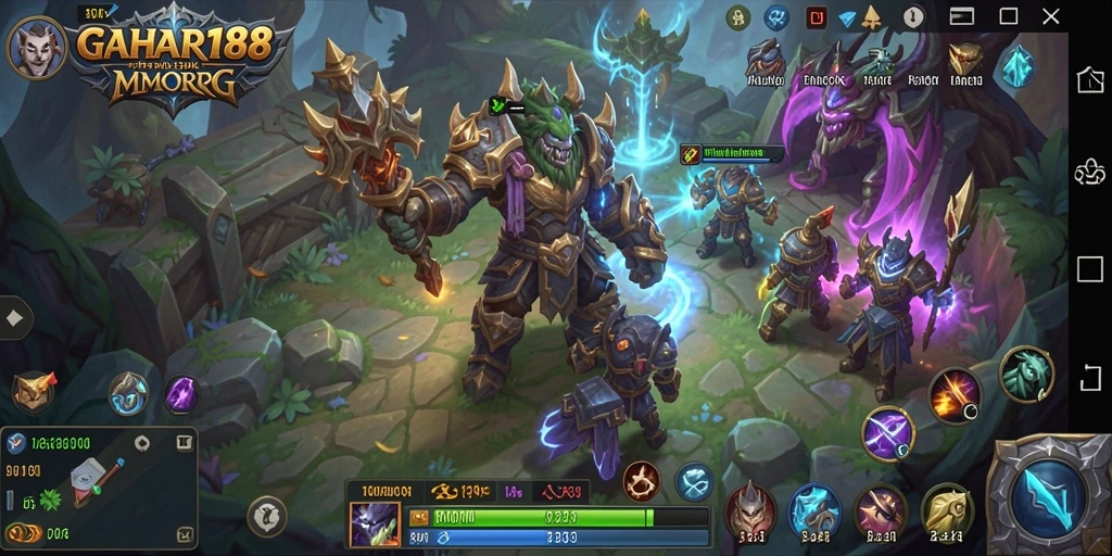 Tangkapan layar gameplay GAHAR188 menunjukkan aksi epik dalam pertempuran MMORPG.