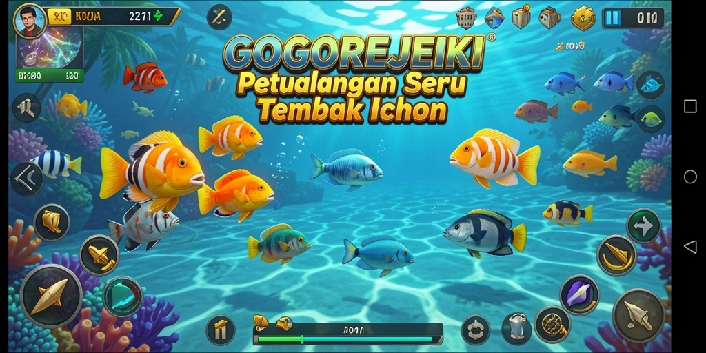 Screenshot GOGOREJEKI yang menunjukkan aksi seru dalam menembak ikan.
