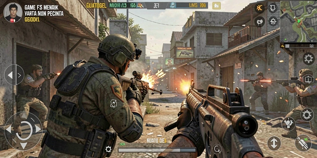 Screenshot GUATOGEL menampilkan aksi mendebarkan dalam pertempuran FPS.