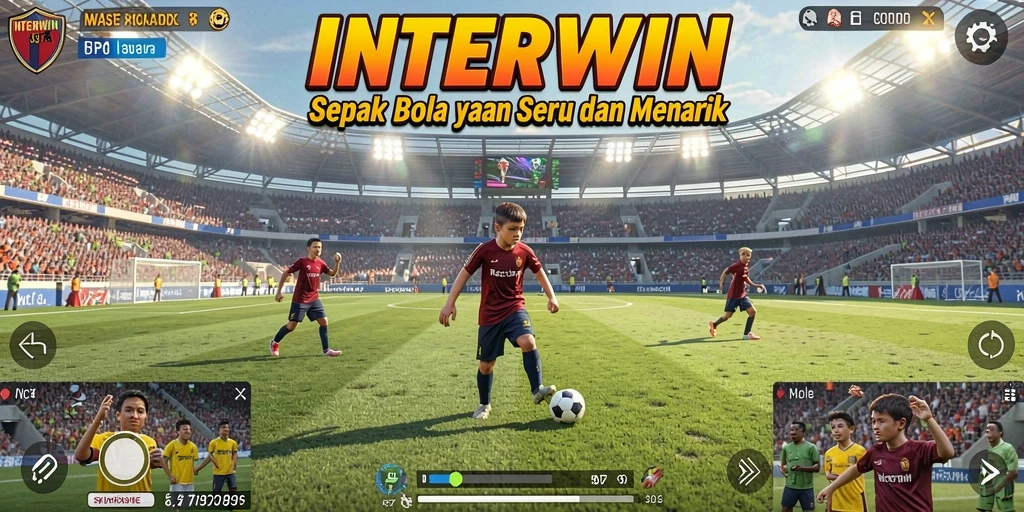 Tampilan gameplay seru dalam permainan sepak bola INTERWIN.