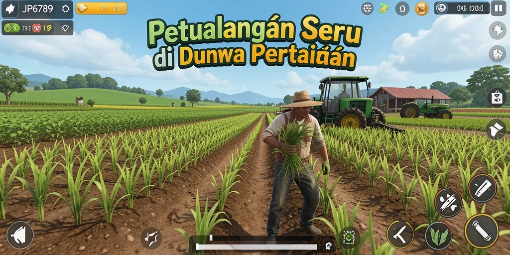Tampilan gameplay JP6789 yang menampilkan proses berkebun yang menyenangkan.