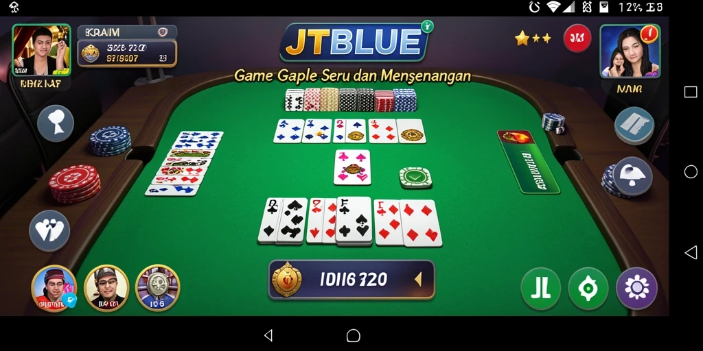 Tampilan gameplay JTBLUE yang menyenangkan dan interaktif saat bermain Gaple.