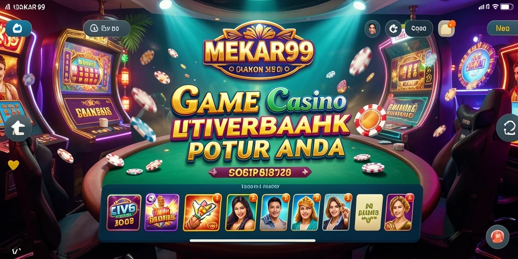 Screenshot gameplay MEKAR99 menampilkan dealer langsung dan suasana kasino yang nyata.