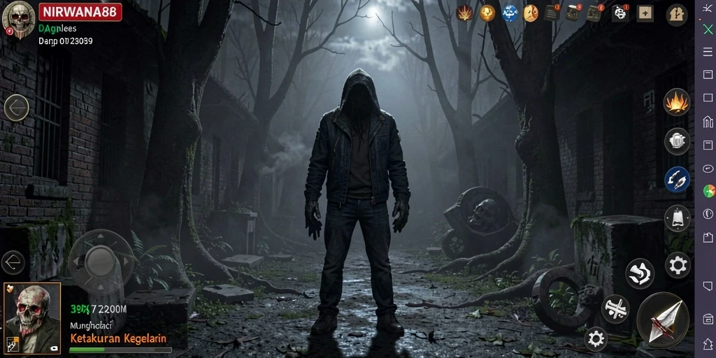 Menampilkan gameplay seram di dunia gelap NIRWANA88.