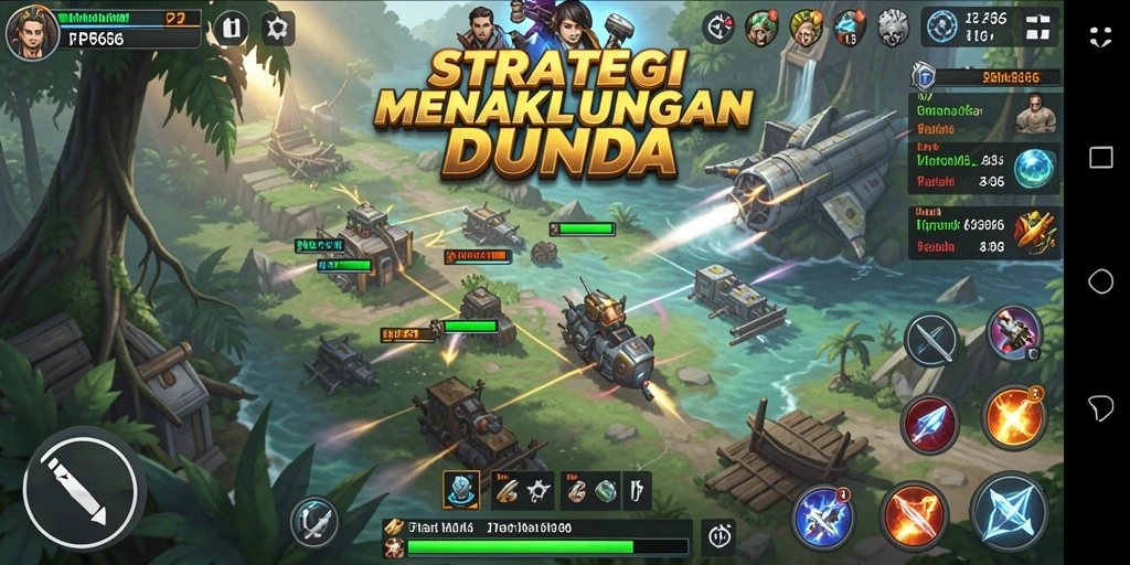 Screenshot gameplay RP66 menampilkan pertempuran epik dan pembangunan kota.