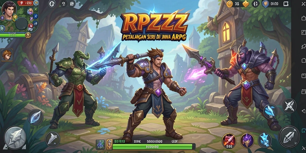 Screenshot gameplay RPZZZ yang menampilkan aksi pertarungan seru di dunia fantasi.