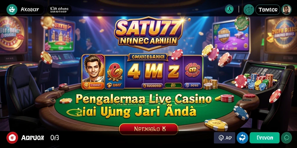 Tampilan gameplay Live Casino SATU77 dengan dealer profesional dan suasana kasino yang mendebarkan.