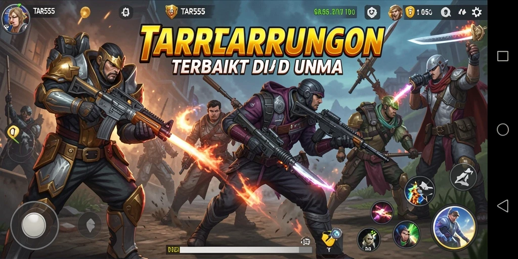 Tampilan gameplay pertarungan intens dalam TAR555 yang memikat.