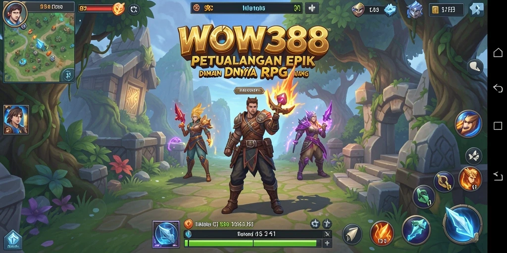 Screenshot gameplay WOW388 menampilkan pertempuran epik dan karakter yang mengesankan.