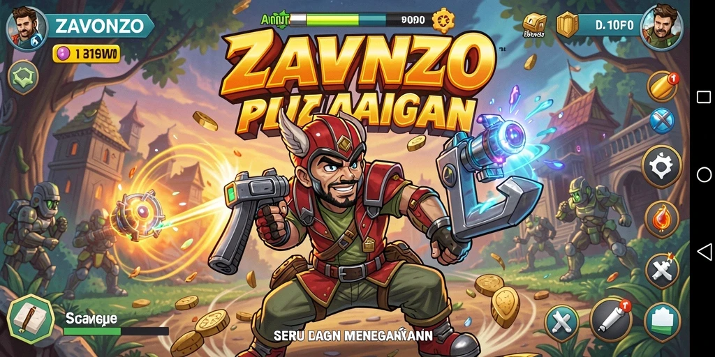 Tampilan gameplay seru ZAVONZO dengan aksi Arcade yang menegangkan.